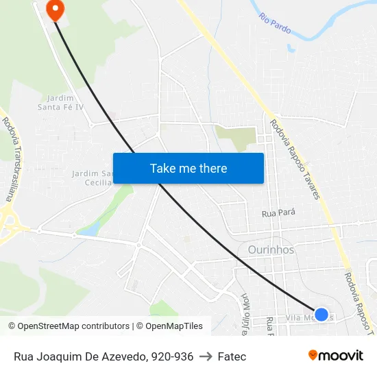 Rua Joaquim De Azevedo, 920-936 to Fatec map