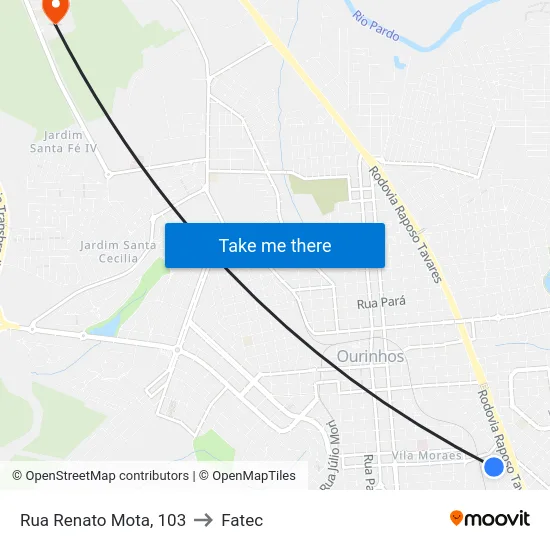Rua Renato Mota, 103 to Fatec map