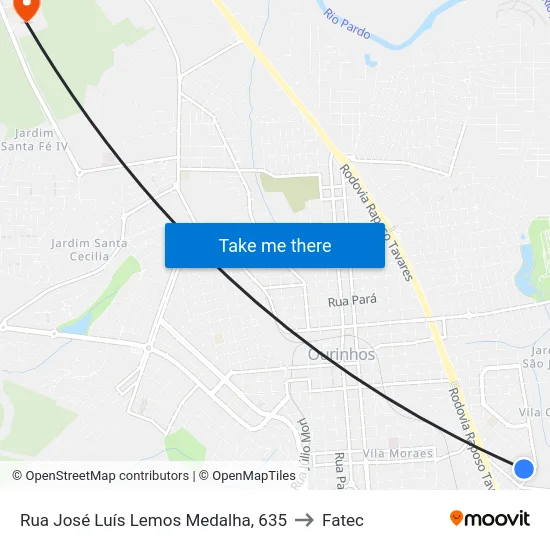 Rua José Luís Lemos Medalha, 635 to Fatec map