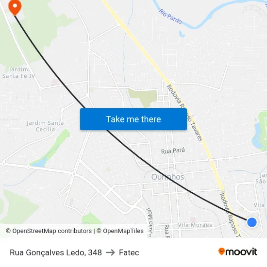 Rua Gonçalves Ledo, 348 to Fatec map