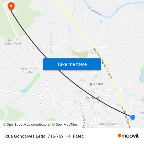 Rua Gonçalves Ledo, 715-769 to Fatec map