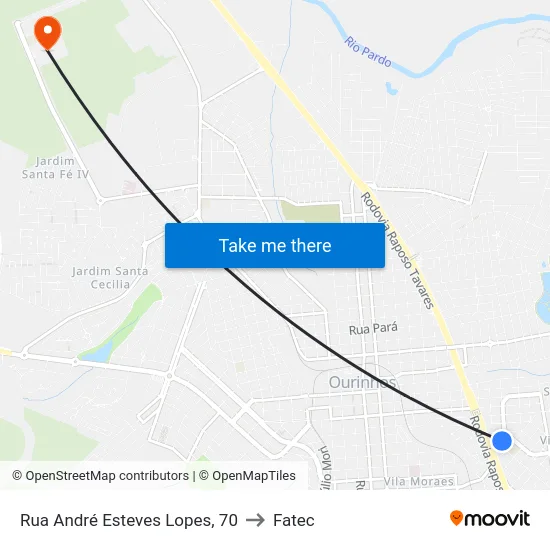 Rua André Esteves Lopes, 70 to Fatec map