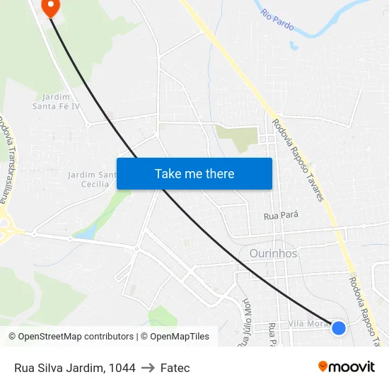 Rua Silva Jardim, 1044 to Fatec map