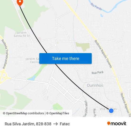 Rua Silva Jardim, 828-838 to Fatec map