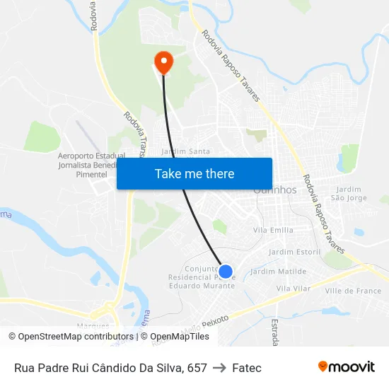 Rua Padre Rui Cândido Da Silva, 657 to Fatec map