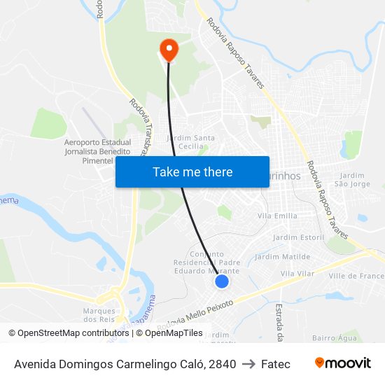 Avenida Domingos Carmelingo Caló, 2840 to Fatec map