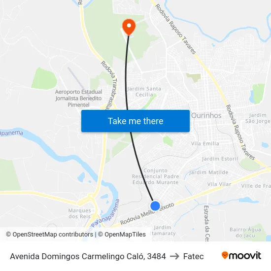 Avenida Domingos Carmelingo Caló, 3484 to Fatec map