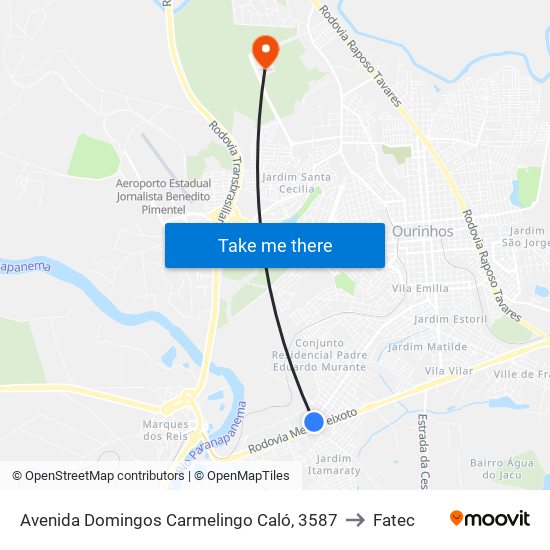 Avenida Domingos Carmelingo Caló, 3587 to Fatec map