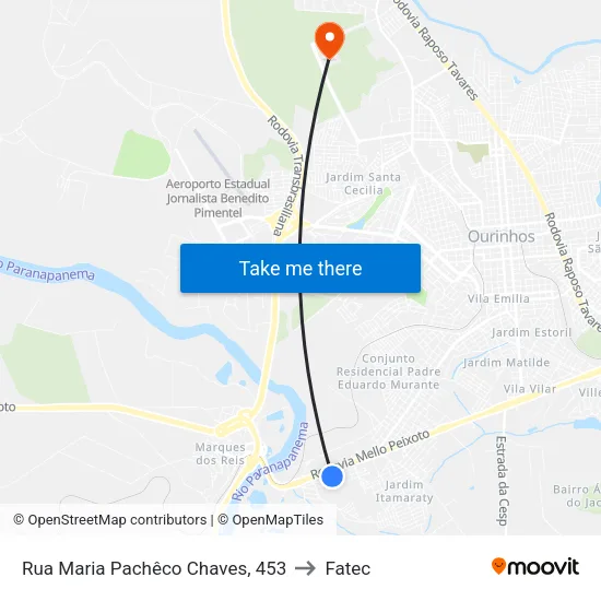 Rua Maria Pachêco Chaves, 453 to Fatec map