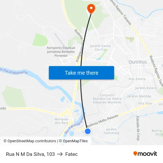 Rua N M Da Silva, 103 to Fatec map