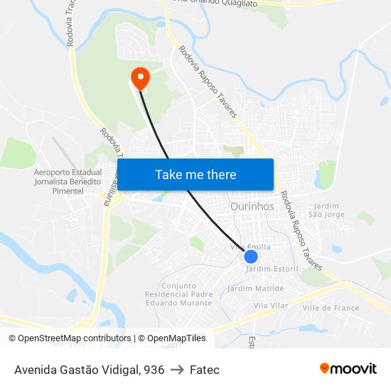 Avenida Gastão Vidigal, 936 to Fatec map