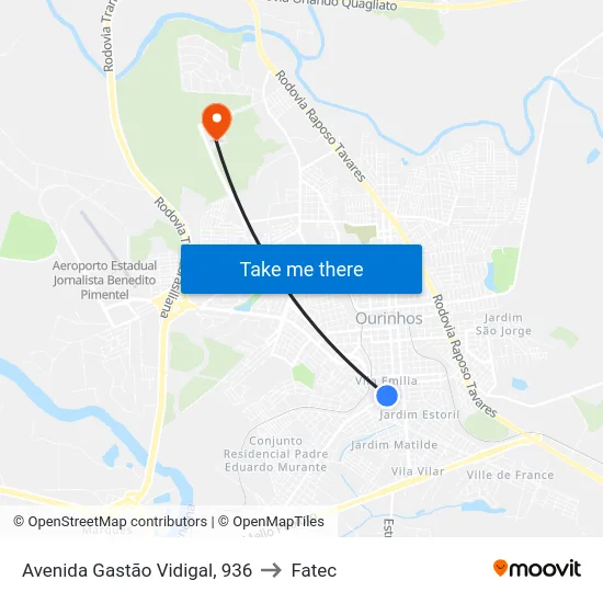 Avenida Gastão Vidigal, 936 to Fatec map