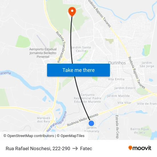 Rua Rafael Noschesi, 222-290 to Fatec map