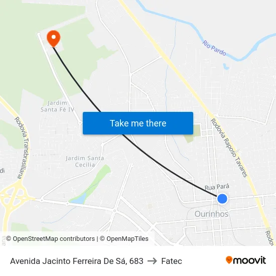 Avenida Jacinto Ferreira De Sá, 683 to Fatec map
