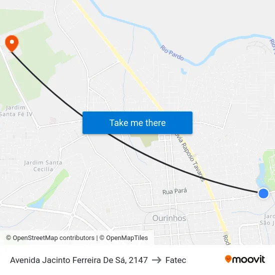Avenida Jacinto Ferreira De Sá, 2147 to Fatec map