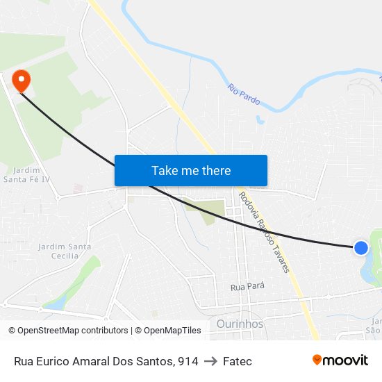 Rua Eurico Amaral Dos Santos, 914 to Fatec map