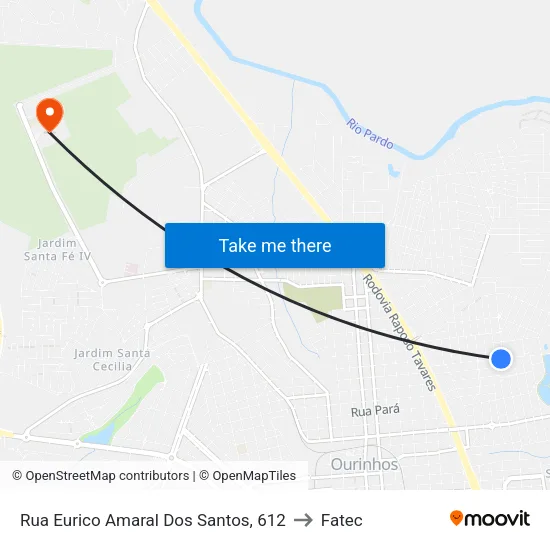 Rua Eurico Amaral Dos Santos, 612 to Fatec map
