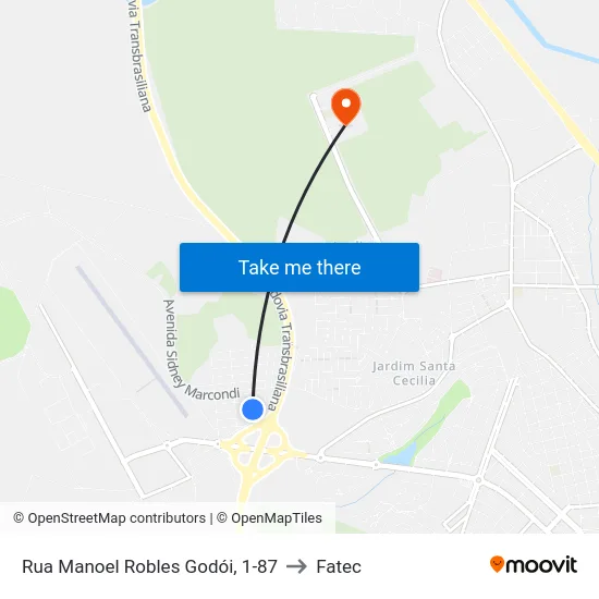 Rua Manoel Robles Godói, 1-87 to Fatec map