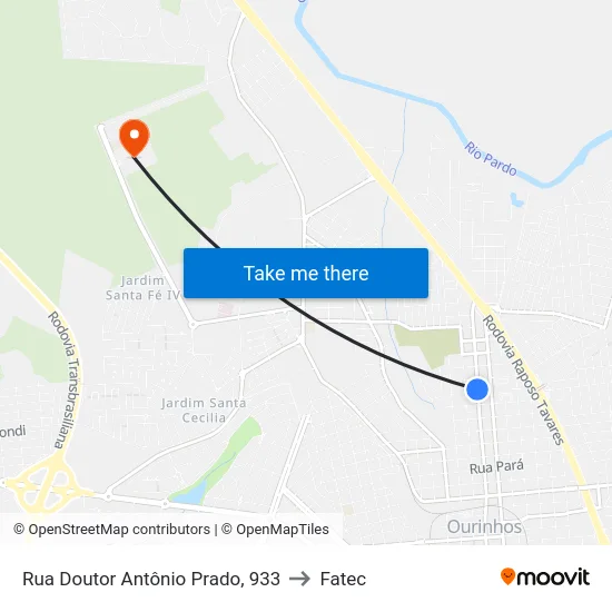 Rua Doutor Antônio Prado, 933 to Fatec map