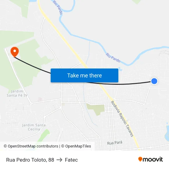 Rua Pedro Toloto, 88 to Fatec map