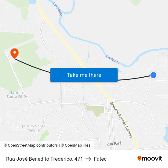 Rua José Benedito Frederico, 471 to Fatec map