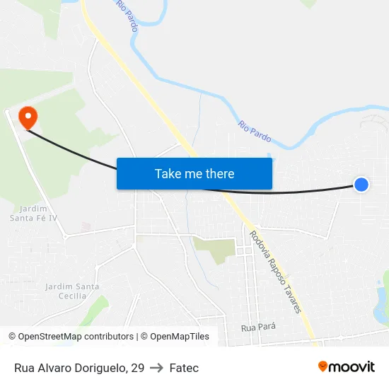 Rua Alvaro Doriguelo, 29 to Fatec map