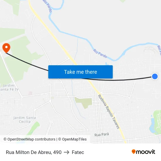 Rua Milton De Abreu, 490 to Fatec map
