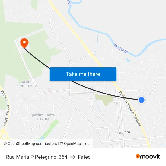 Rua Maria P Pelegrino, 364 to Fatec map