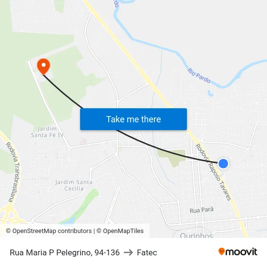 Rua Maria P Pelegrino, 94-136 to Fatec map