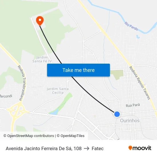 Avenida Jacinto Ferreira De Sá, 108 to Fatec map