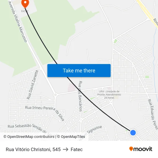 Rua Vitório Christoni, 545 to Fatec map