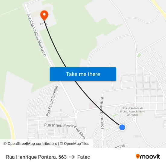 Rua Henrique Pontara, 563 to Fatec map