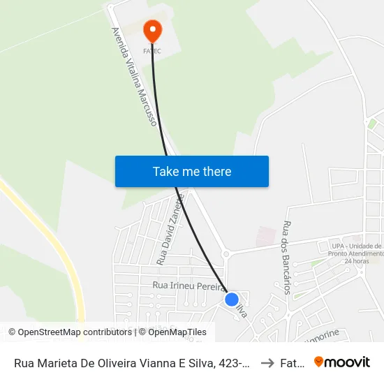Rua Marieta De Oliveira Vianna E Silva, 423-483 to Fatec map