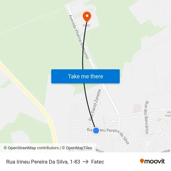 Rua Irineu Pereira Da Silva, 1-83 to Fatec map