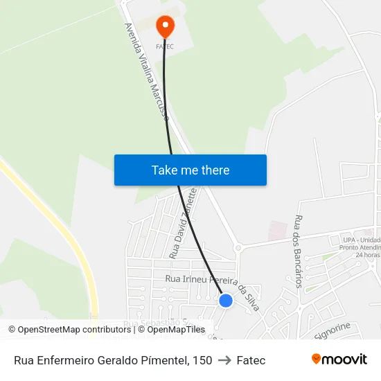 Rua Enfermeiro Geraldo Pímentel, 150 to Fatec map