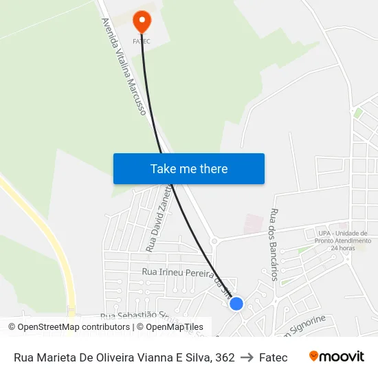 Rua Marieta De Oliveira Vianna E Silva, 362 to Fatec map