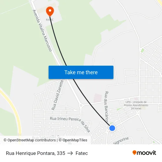 Rua Henrique Pontara, 335 to Fatec map