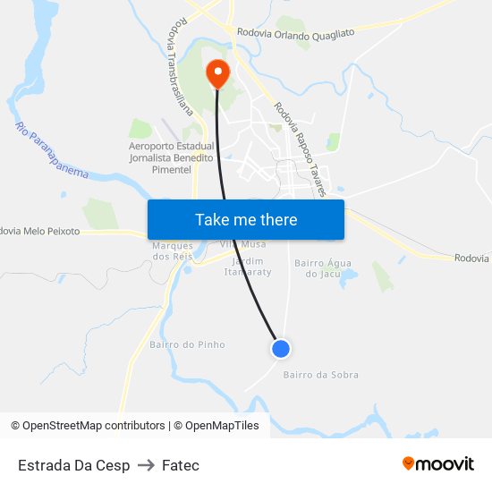 Estrada Da Cesp to Fatec map