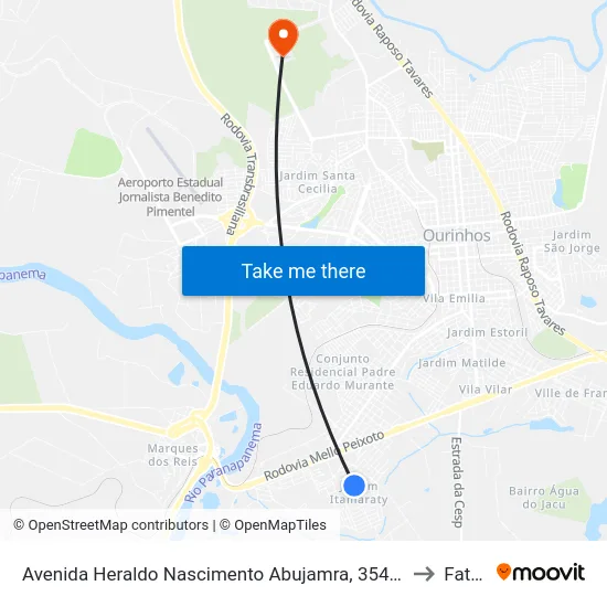 Avenida Heraldo Nascimento Abujamra, 354-416 to Fatec map