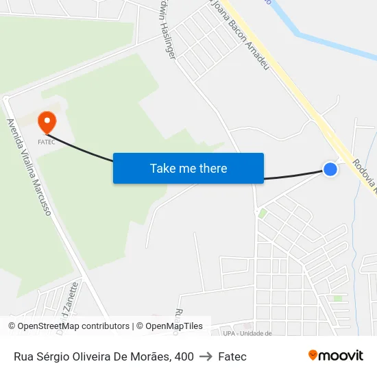Rua Sérgio Oliveira De Morães, 400 to Fatec map