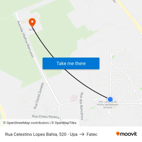 Rua Celestino Lopes Bahia, 520 - Upa to Fatec map