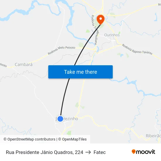Rua Presidente Jânio Quadros, 224 to Fatec map