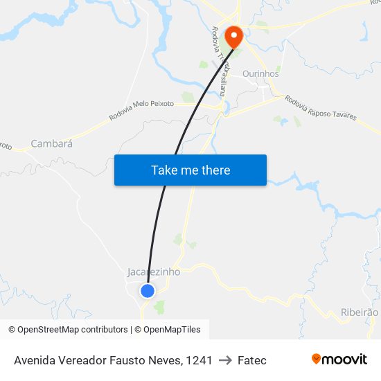 Avenida Vereador Fausto Neves, 1241 to Fatec map