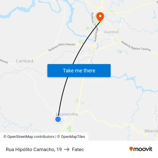 Rua Hipólito Camacho, 19 to Fatec map