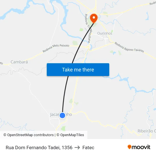 Rua Dom Fernando Tadei, 1356 to Fatec map