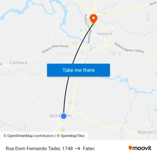 Rua Dom Fernando Tadei, 1748 to Fatec map