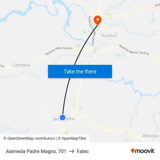 Alameda Padre Magno, 701 to Fatec map