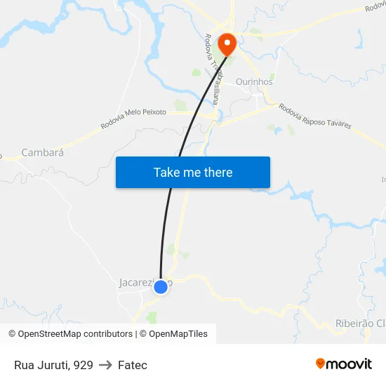 Rua Juruti, 929 to Fatec map