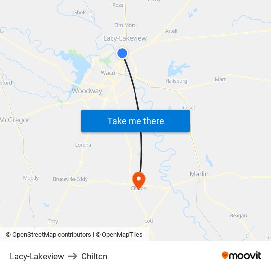 Lacy-Lakeview to Chilton map