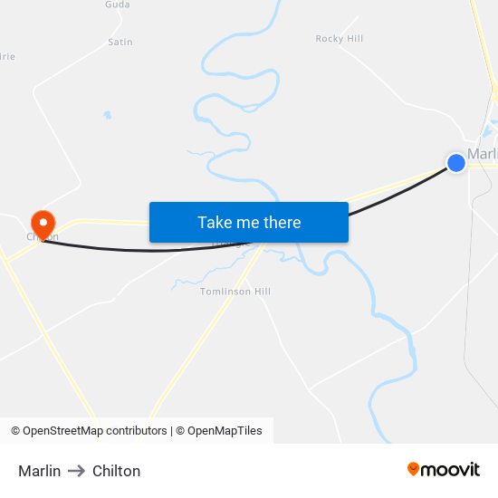 Marlin to Chilton map